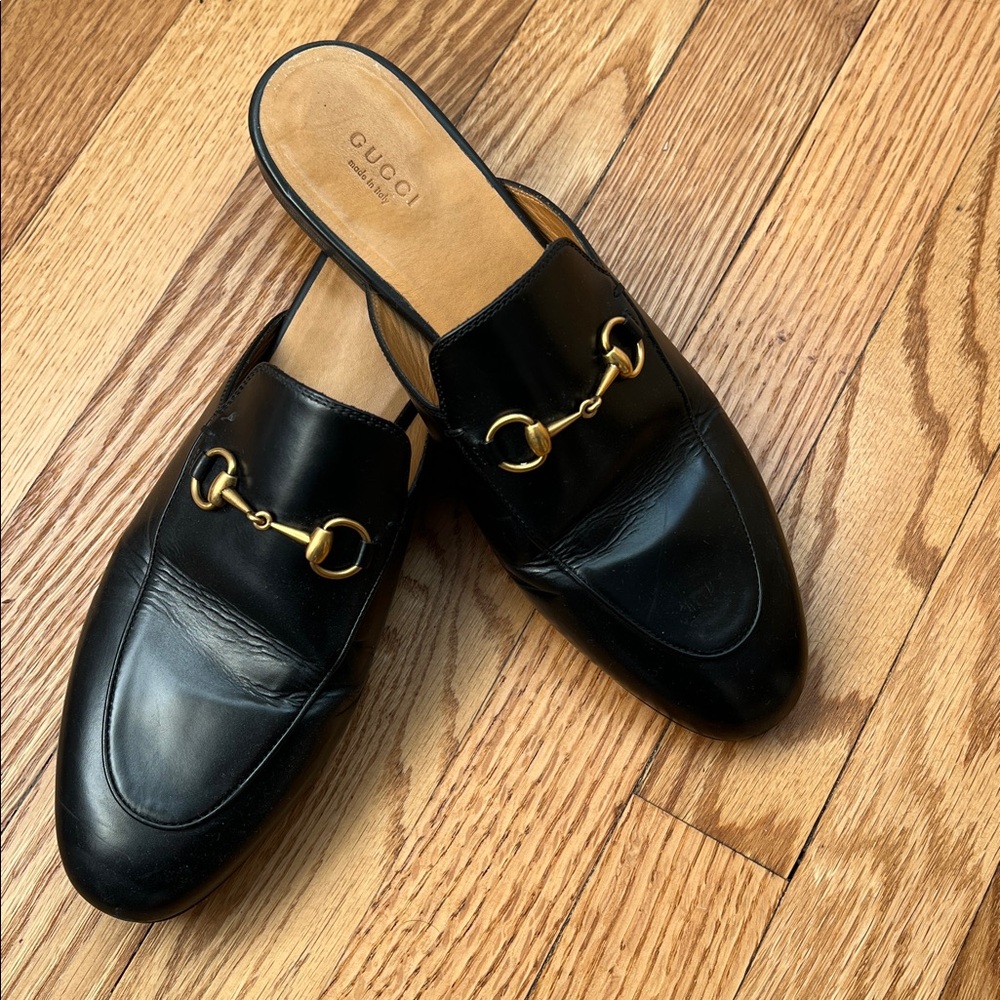 Gucci Princetown Slipper Mules - Black with Gold hardware size 40.5 (fits US 9)
